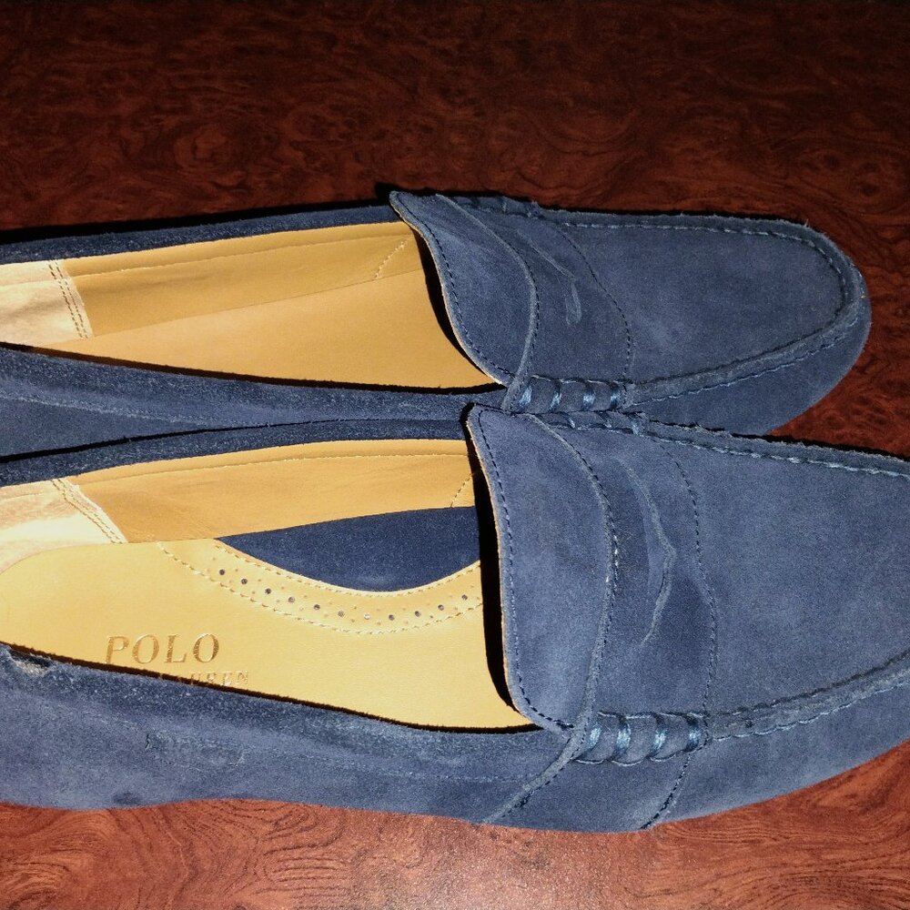 NEW Mens Ralph Lauren Reynolds Blue Suede Loafers Sz 12